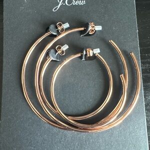 J. Crew Rose Gold Hoop Earrings Set